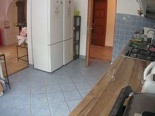 该模特正在直播。 voyeurcam-julmodels-kitchen