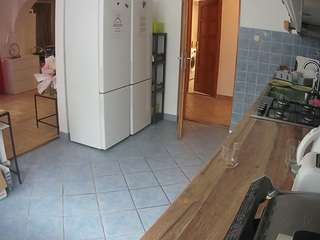 该模特正在直播。 voyeurcam-julmodels-kitchen