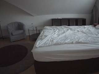 This model is live right now. voyeurcam-julmodels-whitebed-6